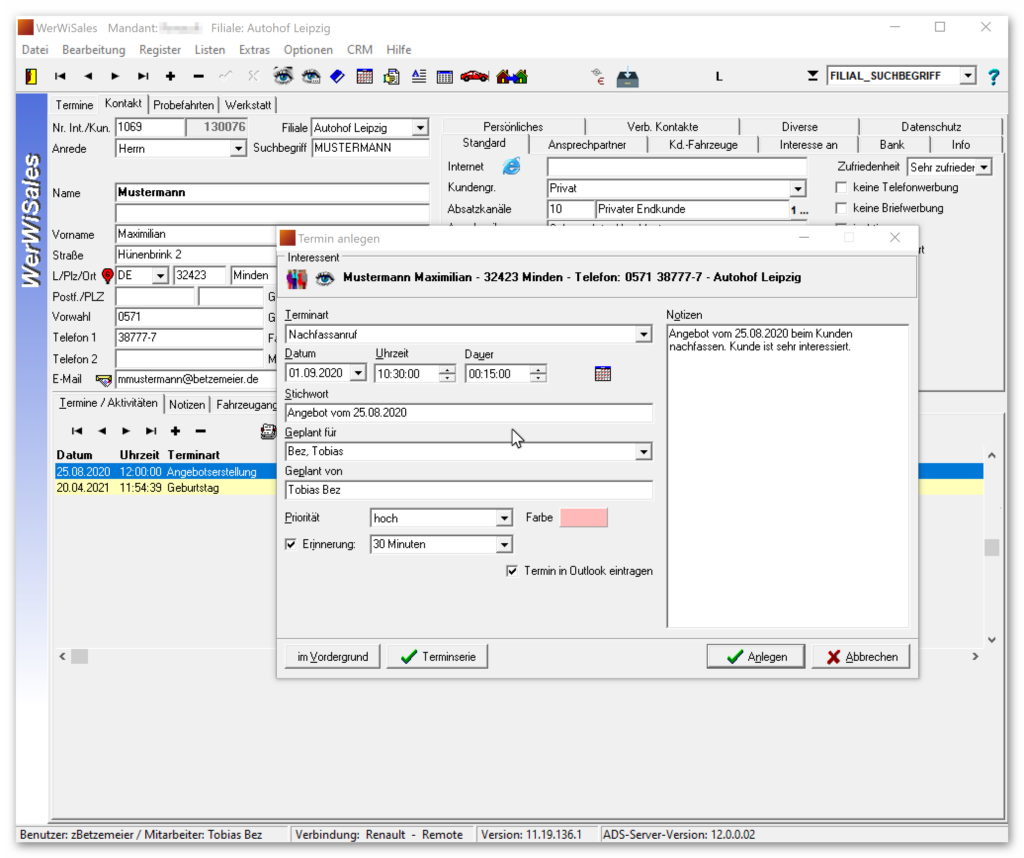 crm terminanlage