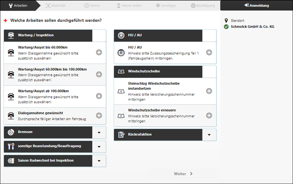 kfz werkstatt termine online termin anfrage